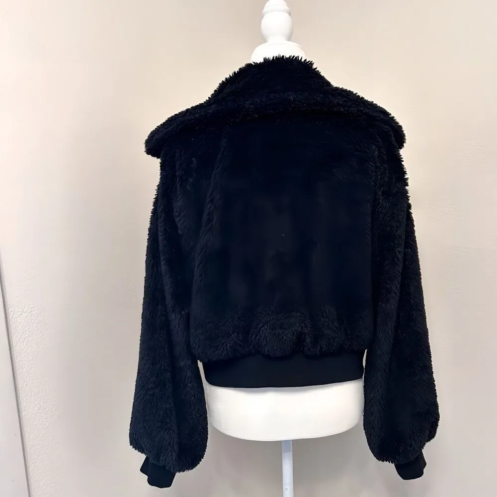 EMORY PARK Zip Up Soft Teddy Furry Bomber coat   Jacket - Picture 2 of 6